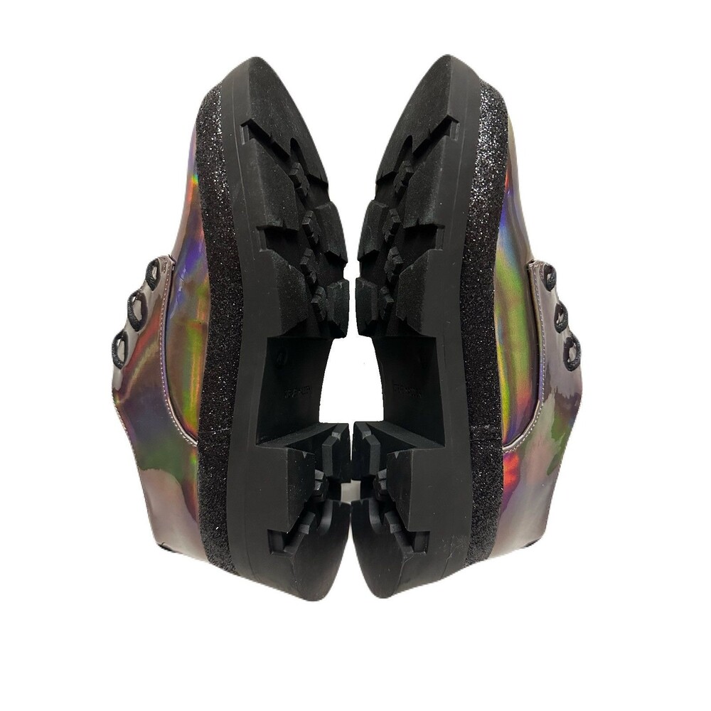 NEW Steve Madden Girls Size 4 Platform Iridescent Oxford Shoes Black Shimmer - Picture 7 of 10